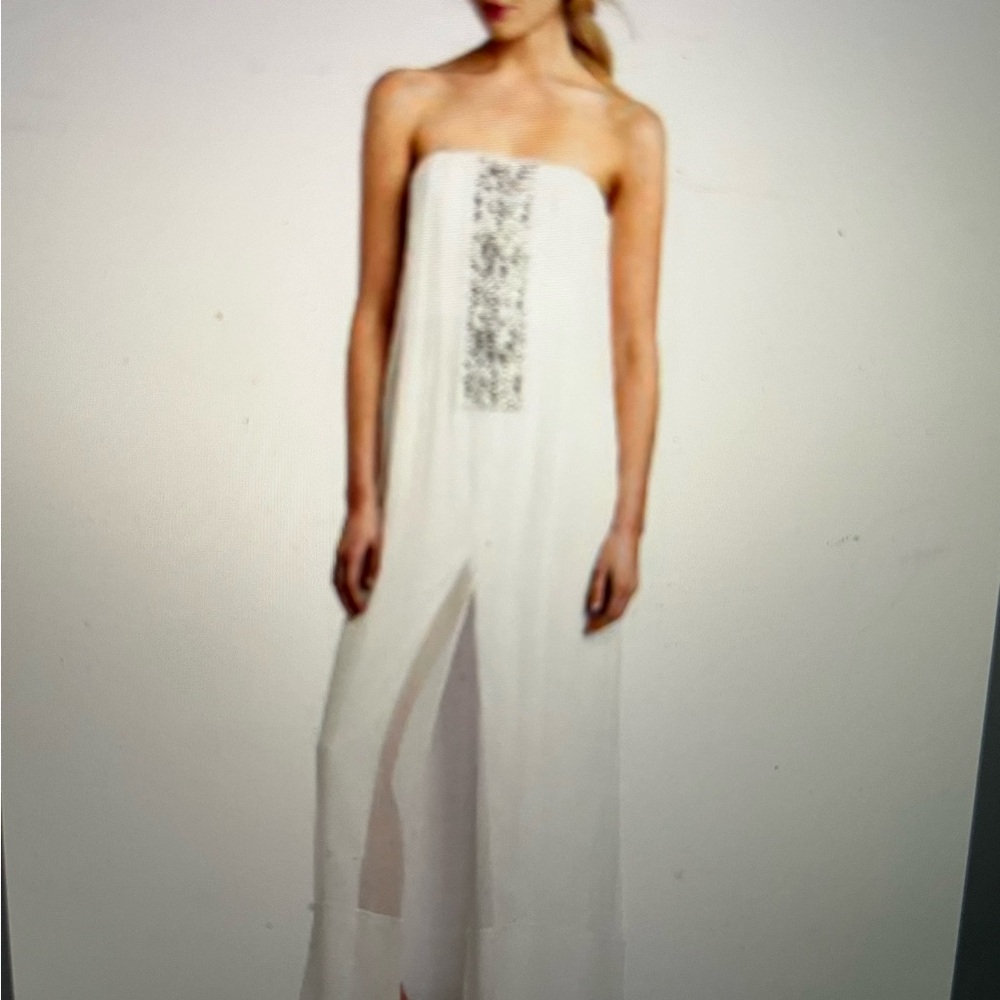 BCBGMaxAzria Exene Strapless Center Beaded Dress